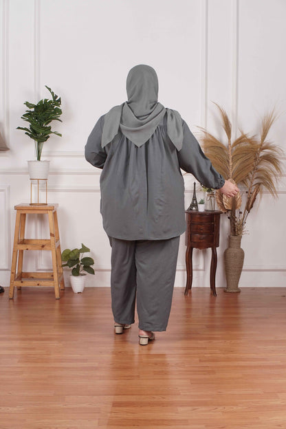 Yomi Official - Ayumi Set | Oneset Kemeja Grey Denim