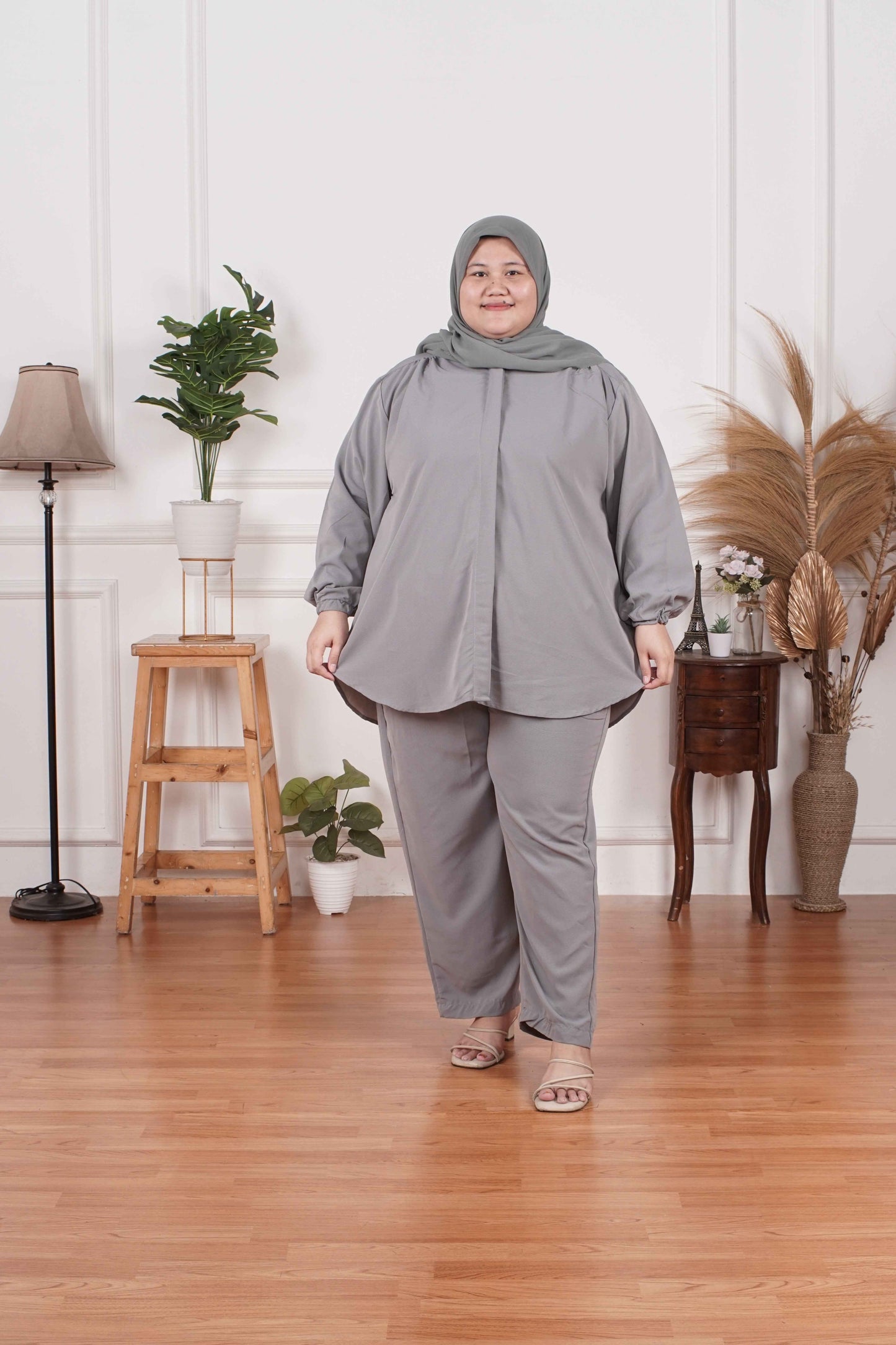 Yomi Official - Ayumi Set | Oneset Kemeja Hijau Garis