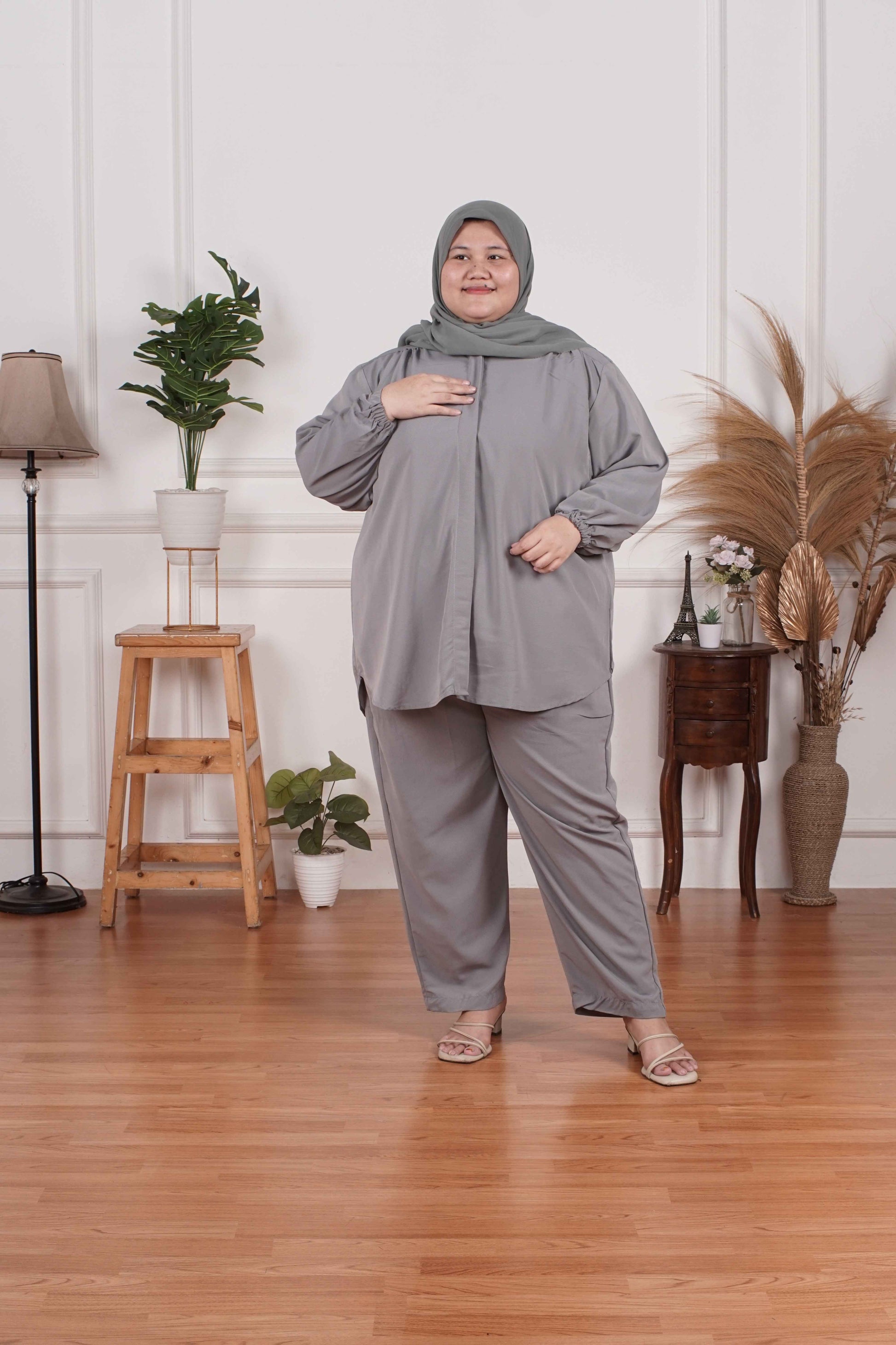 Yomi Official - Ayumi Set | Oneset Kemeja Hijau Garis
