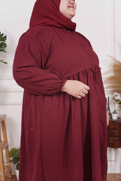 Yomi Official - Tunic Suit Emalia | Setelan Tunik Serut Maroon