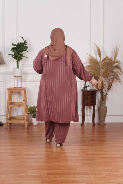 Yomi Official - Tunic Suit Yura | Setelan Tunik Slit Pink Blush