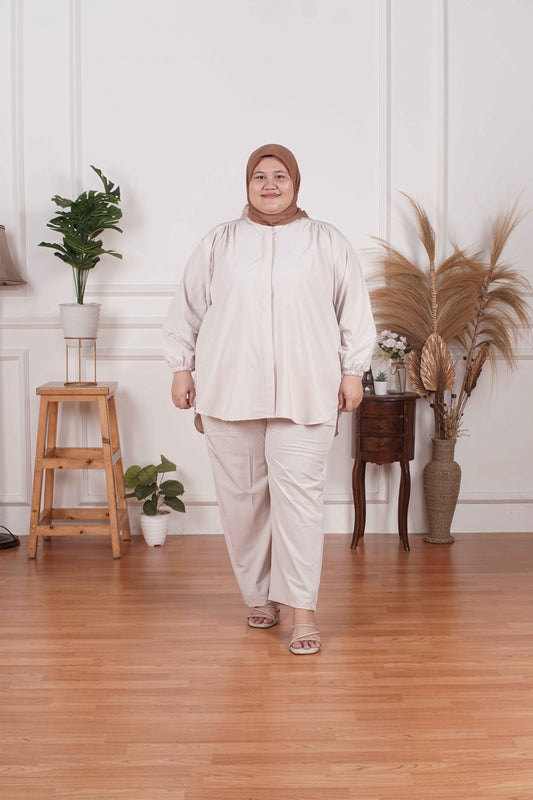 Yomi Official - Ayumi Set | Oneset Kemeja Basic Khaki