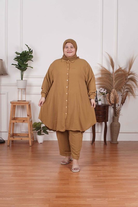 Yomi Official - Tunic Suit Azura | Setelan Tunik Basic Olive