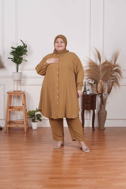 Yomi Official - Tunic Suit Azura | Setelan Tunik Basic Olive