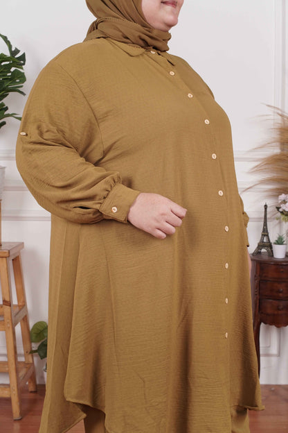 Yomi Official - Tunic Suit Azura | Setelan Tunik Basic Olive