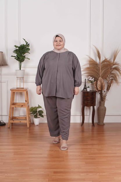 Yomi Official - Ayumi Set | Oneset Kemeja Basic Grey