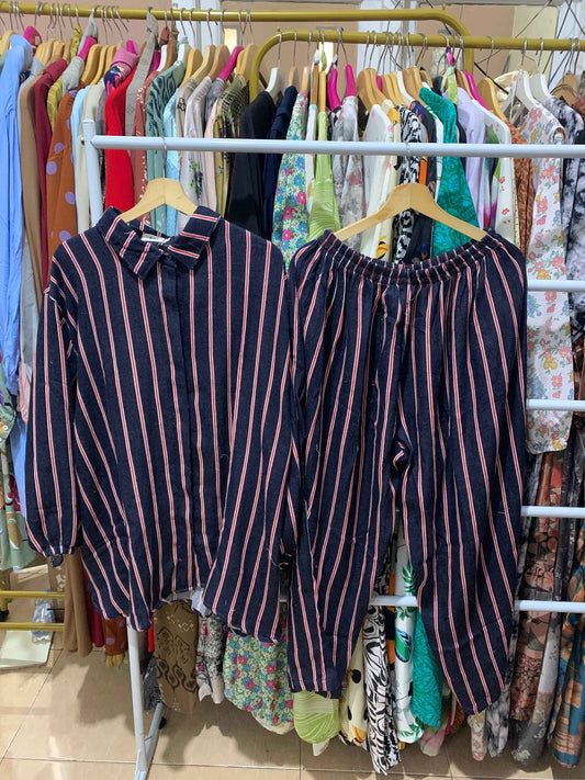 Oneset Premium Garis Navy Merah Bigsize