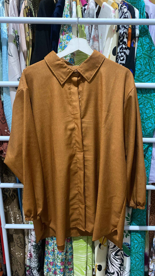 Kemeja Linen Rayon Coklat