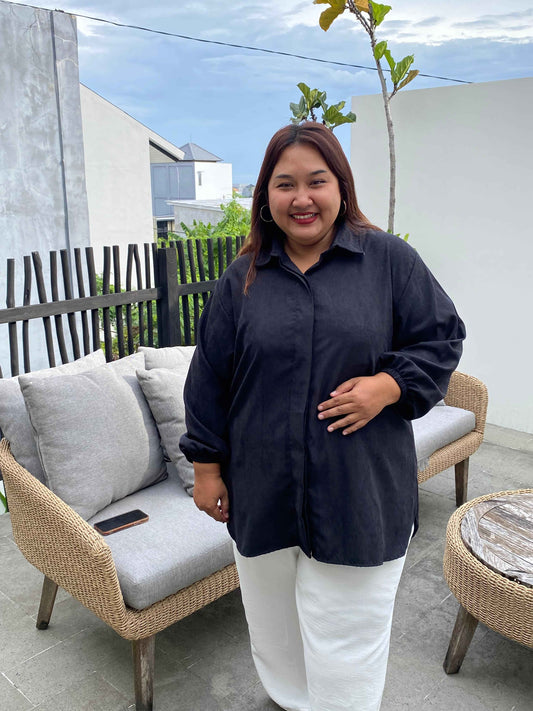 Yomi Official - Kemeja Coduroy | Hitam