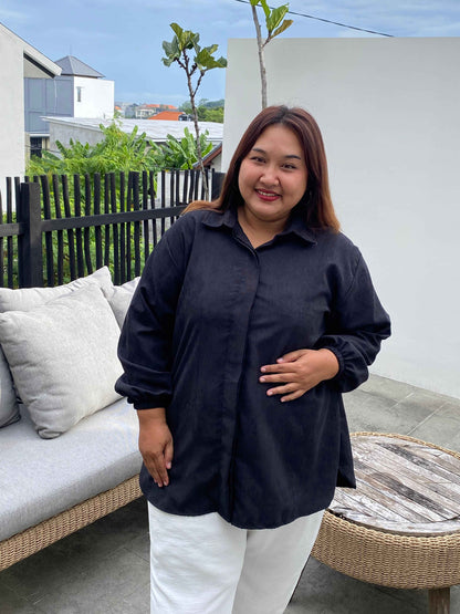 Yomi Official - Kemeja Coduroy | Hitam