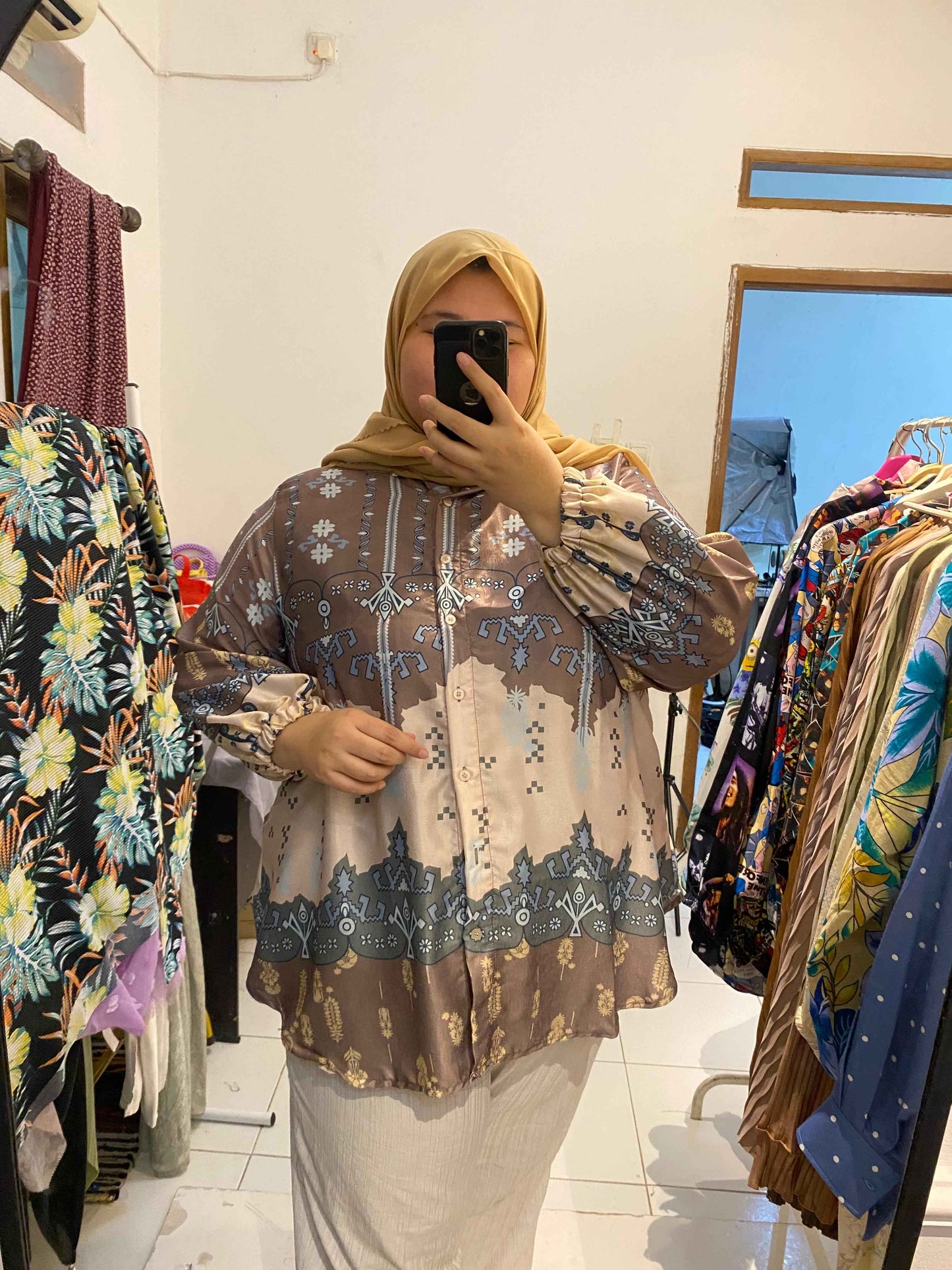 Yomi Official - Kemeja Santorini | Etnik Grey