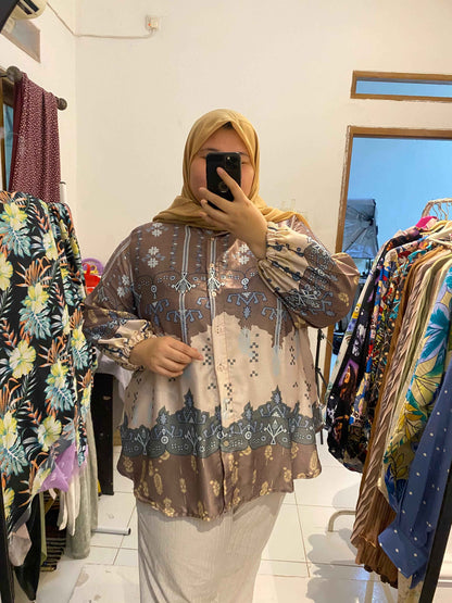 Yomi Official - Kemeja Santorini | Etnik Grey