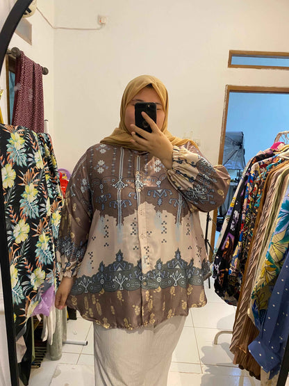 Yomi Official - Kemeja Santorini | Etnik Grey