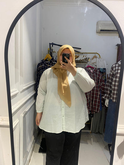 Yomi Official - Kemeja Vellena | Polos Soft Green