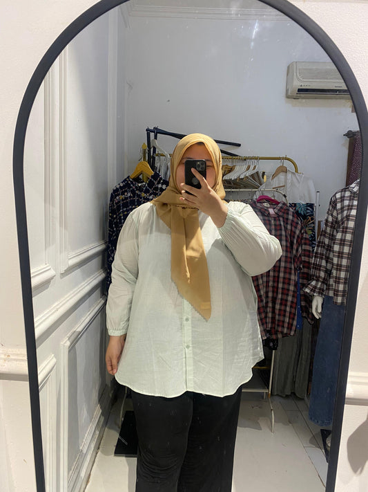 Yomi Official - Kemeja Vellena | Polos Soft Green