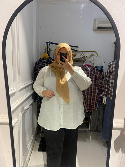 Yomi Official - Kemeja Vellena | Polos Soft Green