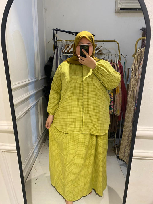 Yomi Official - Oneset Rok Kotak Twill |Hijau Lime