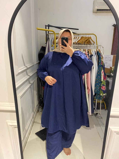 Yomi Official - Setelan Polos Tunik | Navy Dark