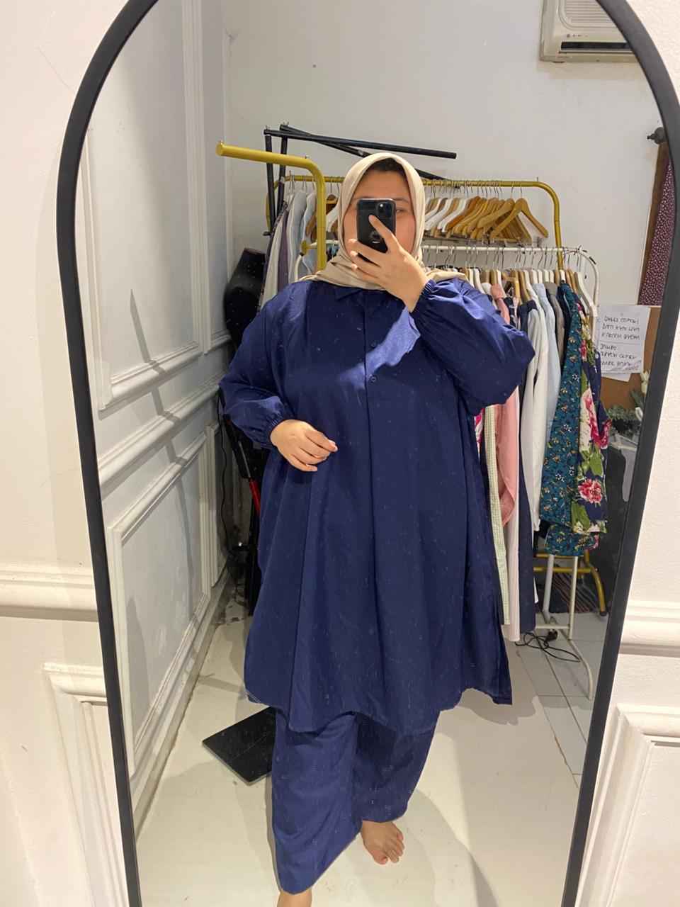 Yomi Official - Setelan Polos Tunik | Navy Dark