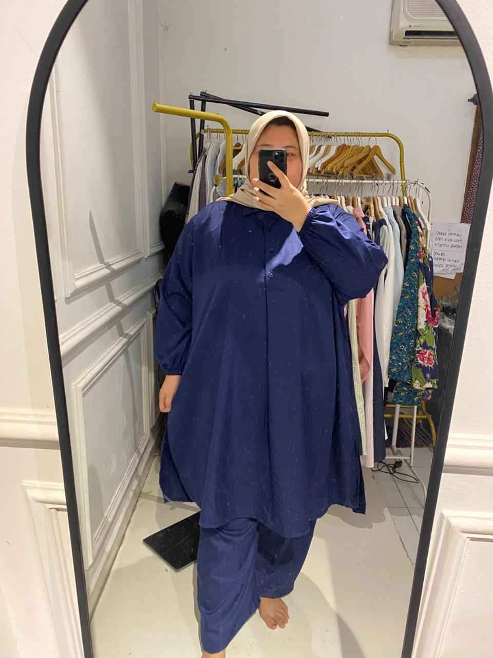 Yomi Official - Setelan Polos Tunik | Navy Dark