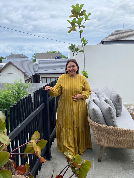 Yomi Official - Gamis Luna | Stripe Mustard