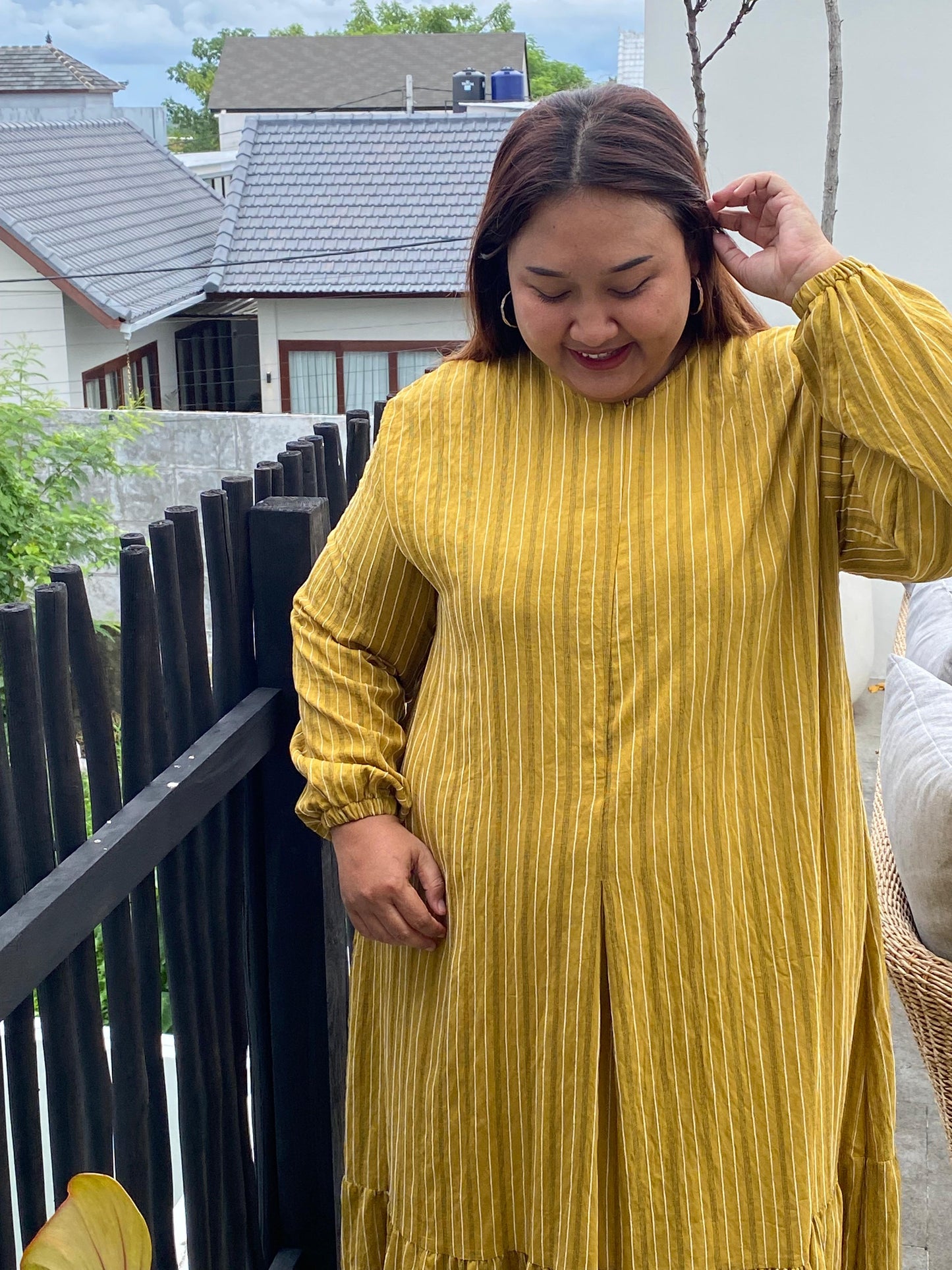 Yomi Official - Gamis Luna | Stripe Mustard