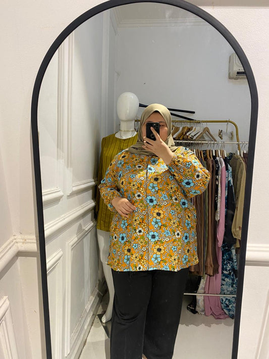 Yomi Official - Kemeja Vellena | Bunga Camellia