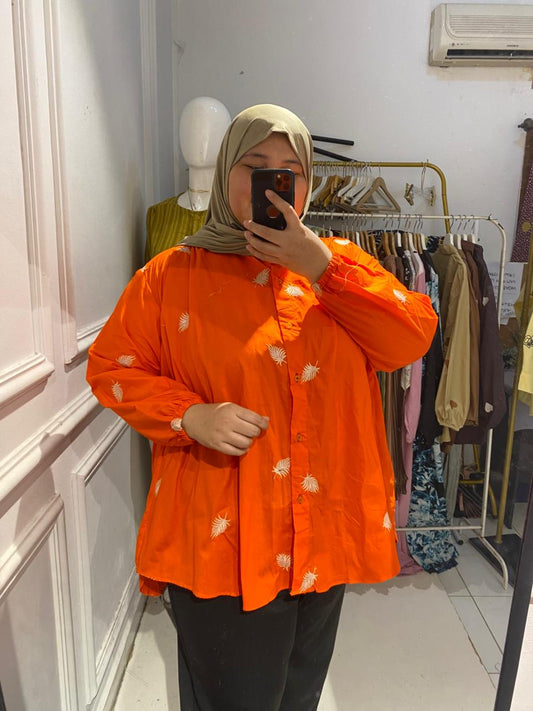Yomi Official - Kemeja Vellena | Bordir Orange