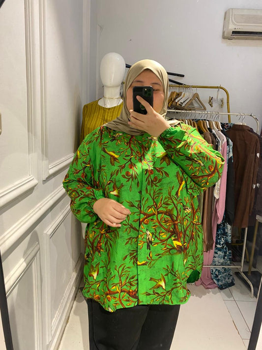 Yomi Official - Kemeja Vellena | Hijau Daun Coklat