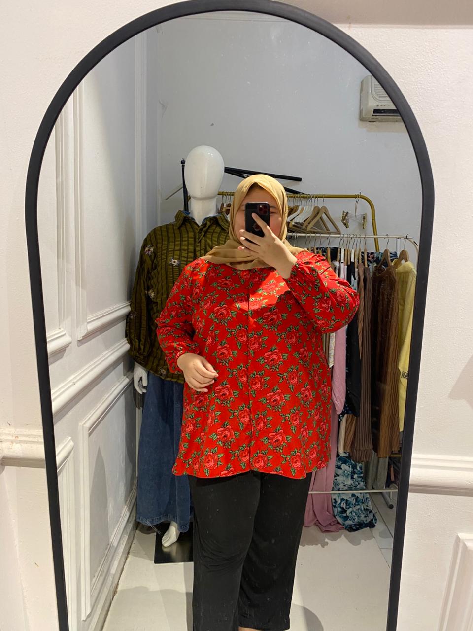 Yomi Official - Kemeja Vellena| Tissue Mawar