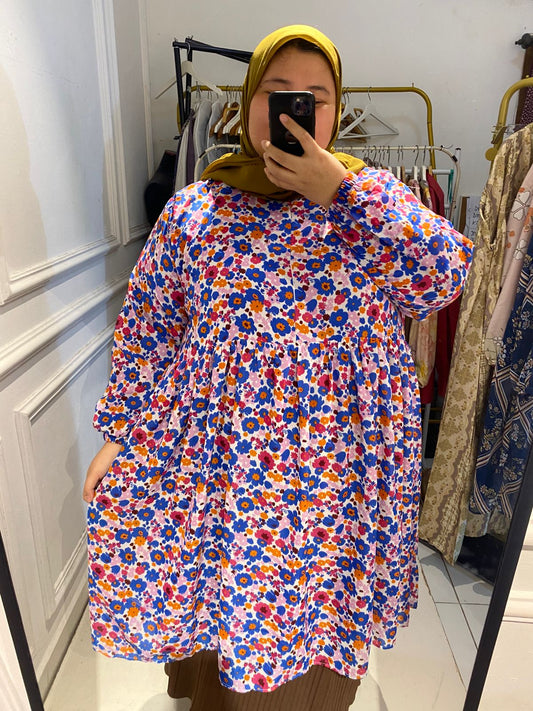 Yomi Official - Tunik Jumbo Furing | Colorful Flower