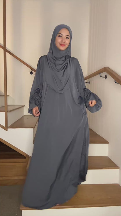 Gamis Syar’i Dubai Jumbo Light Grey Big Size
