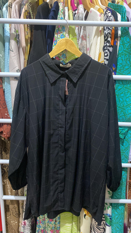 Kemeja Tissue Kotak Hitam Jumbo