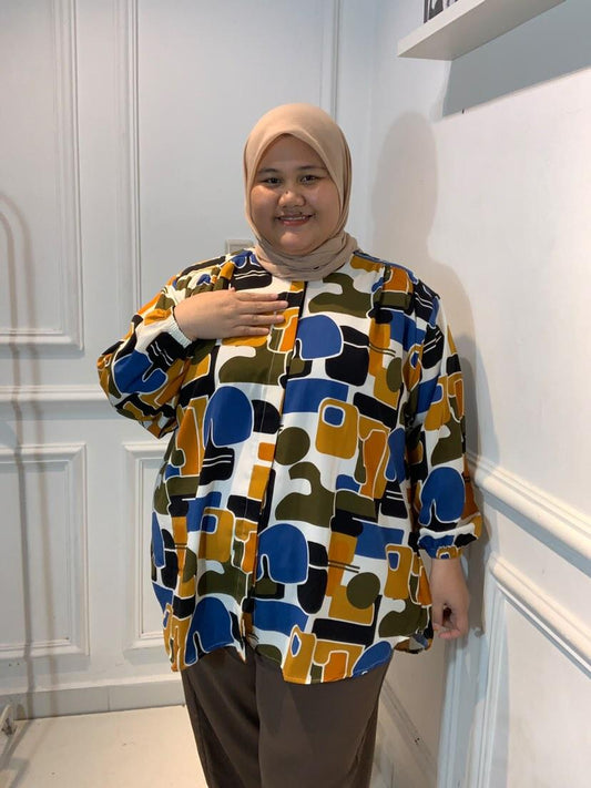 Yomi Official - Kemeja Vellena | Abstrak Collorful
