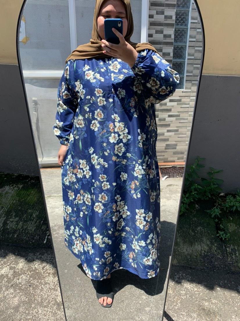 Gamis Sherin Jumbo Bunga Biru