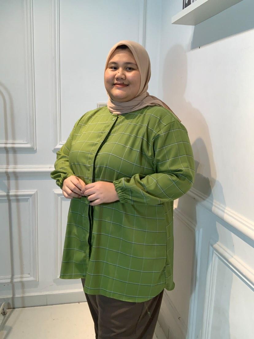 Kemeja Jumbo Kotak Hijau sage
